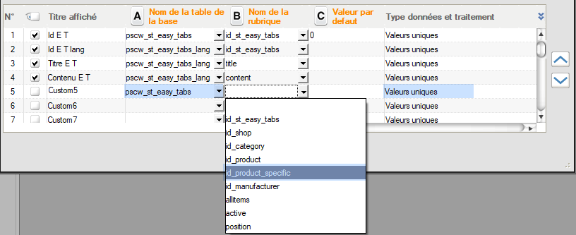 Custom fields, tuto 3 - image 15 - Adding a link column to id_product_specific.